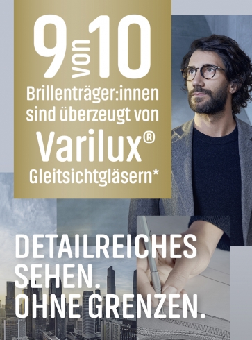 „9 von 10“ lautet die Botschaft der neuen Varilux-Kampagne. Bild: Essilor
