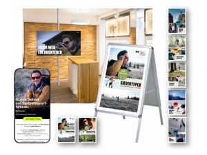 Werbematerialien von Rupp + Hubrach zur neuen Sportbrillen-Kampagne mit Eric Frenzel